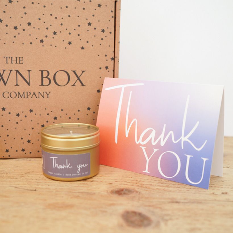 Thank you plant, candle and chocolate gift set The Brown Box Gift Company