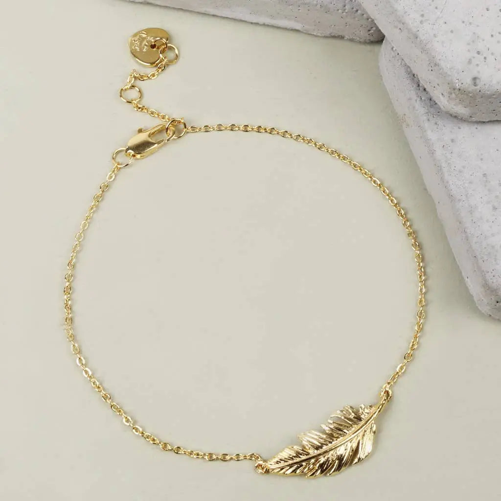 Gold Feather Bracelet Lisa Angel