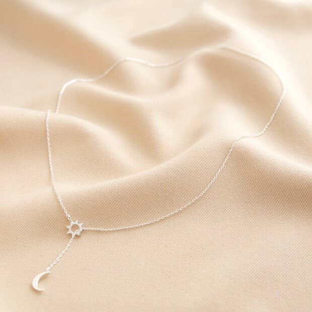 Moon and star laryat necklace in Silver Lisa Angel