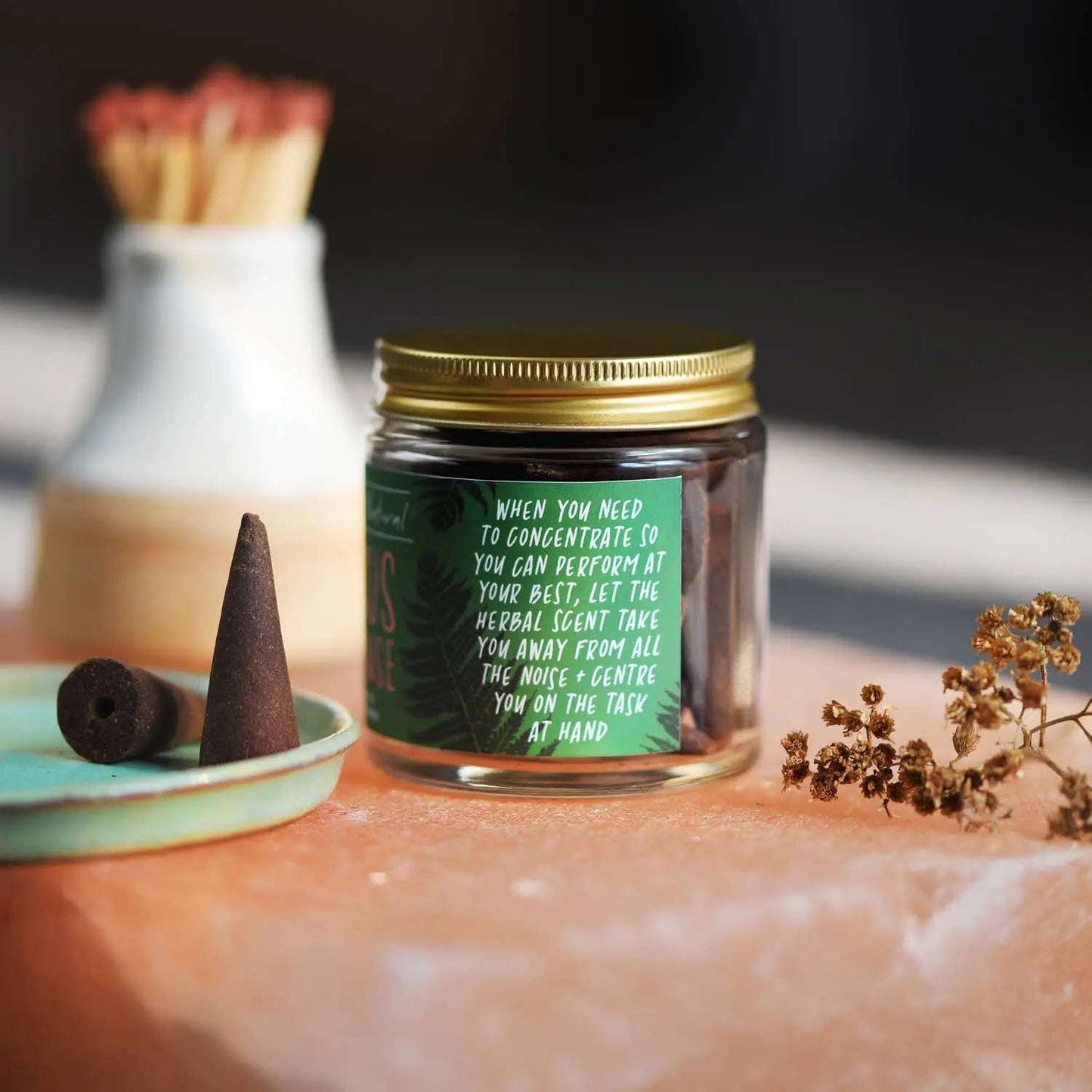 Focus Incense Jar of Incense Cones - plant based, vegan Paper Plane