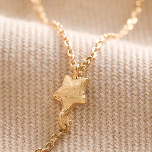 Crystal Moon and Star Lariat Necklace in Gold Lisa Angel