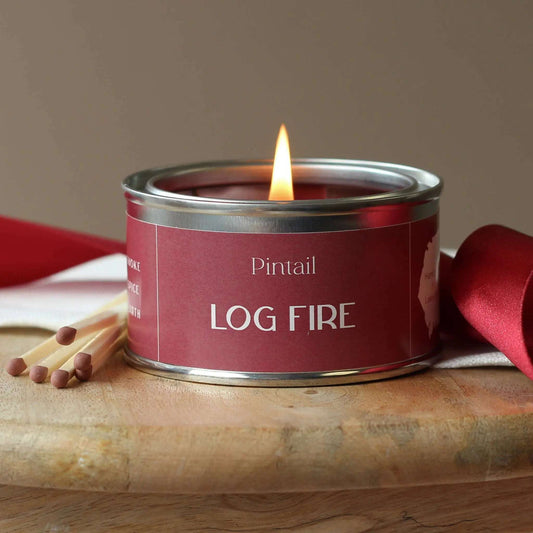 Log Fire Paint Pot Candle | Candles in Tins | Small Candles Pintail Candles | Avalon Home